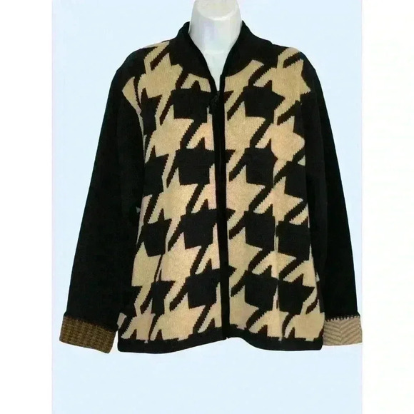 Vintage Susan Bristol Woman 100% wool cardigan 1W zip up hand embroidered black - Picture 8 of 8